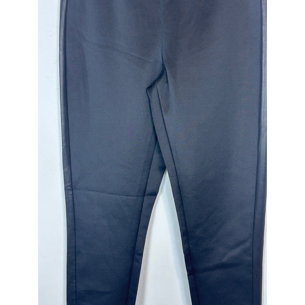 Kardashian Kollection Black Faux Leather Side Stripe Ponte Leggings Womens Large - Picture 4 of 9